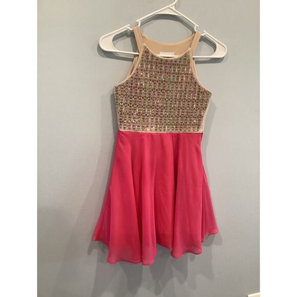 Rare Editions Big Girls Dress Size 10 Rhinestone Bling Pink Party Dance Formal - Picture 1 of 7
